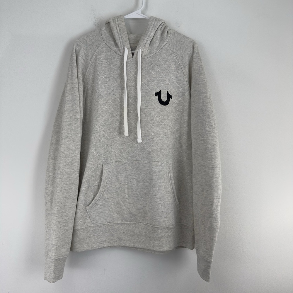 True Religion Men's Gray Pullover Hoodie Sweatshirt Size XL Logo - Picture 1 of 8
